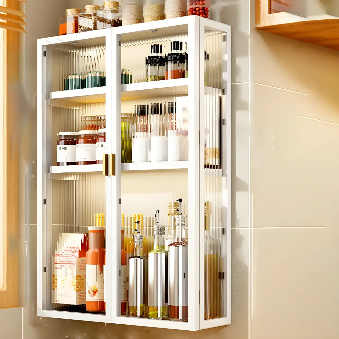 Modern Black Metal Floating Curio Cabinet for Kitchens Image - 23