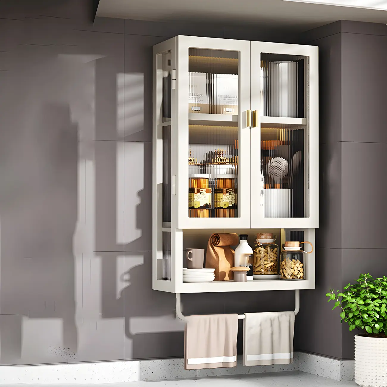 Modern Black Metal Floating Curio Cabinet for Kitchens Image - 26 | homeyfad