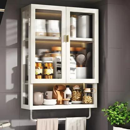 Modern Black Metal Floating Curio Cabinet for Kitchens Image - 27
