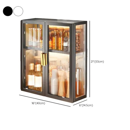 Modern Black Metal Floating Curio Cabinet for Kitchens Image - 30