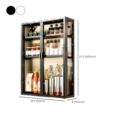 Modern Black Metal Floating Curio Cabinet for Kitchens Image - 33