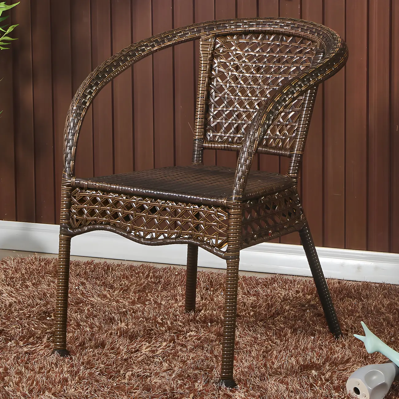 Country-Style Woven Rattan Durable Outdoor Dining Chair Image - 2 | homeyfad