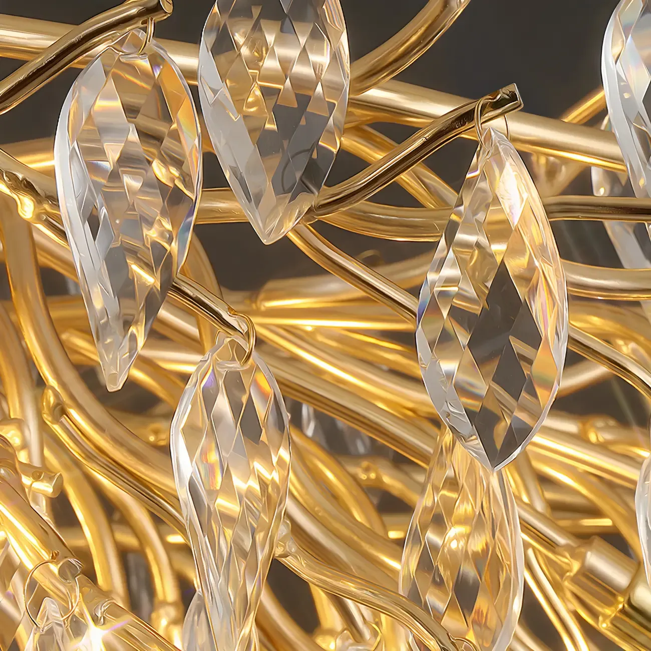 Elegant Gold Branch Crystal Chandelier Adjustable Height Image - 5