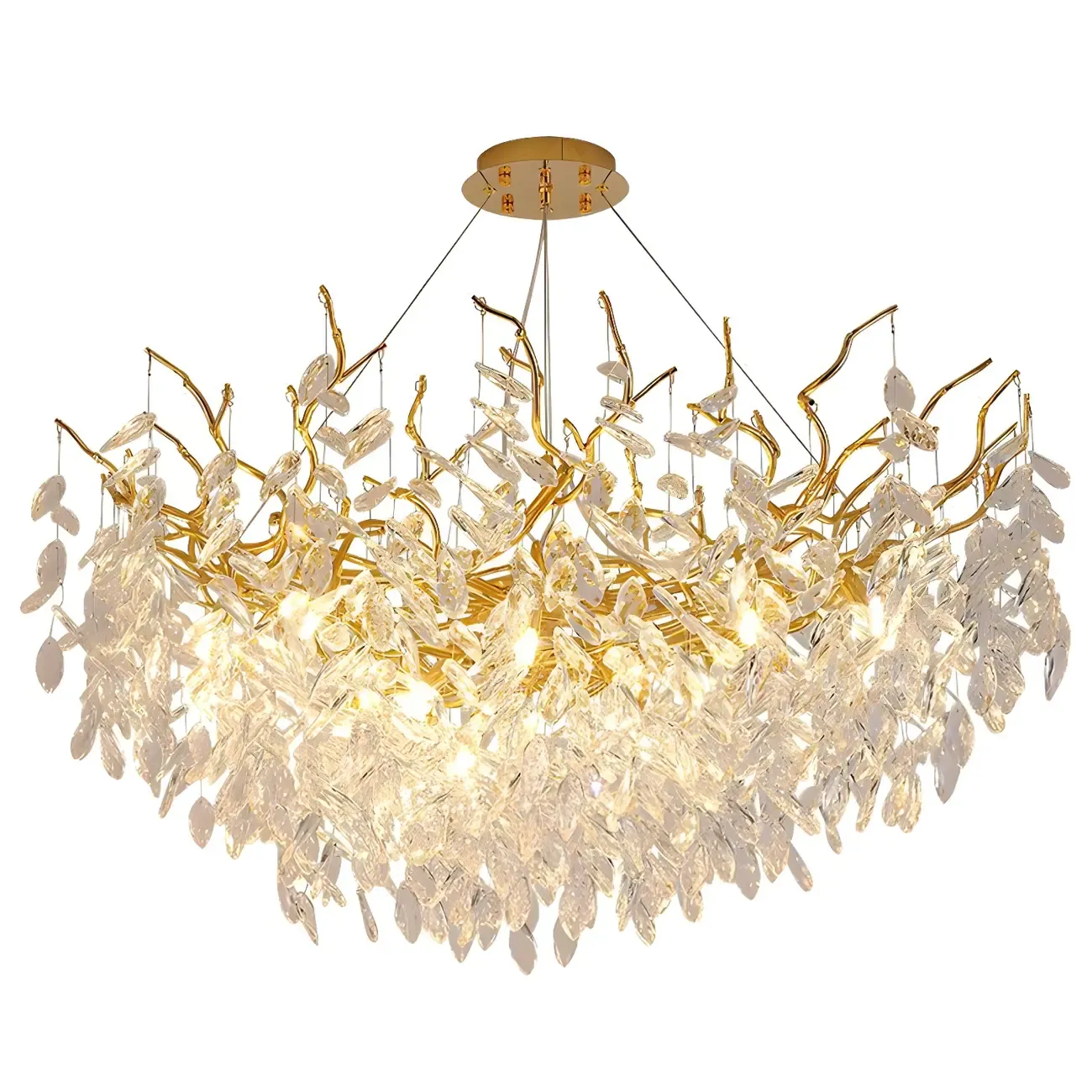 Elegant Gold Branch Crystal Chandelier Adjustable Height Image - 6