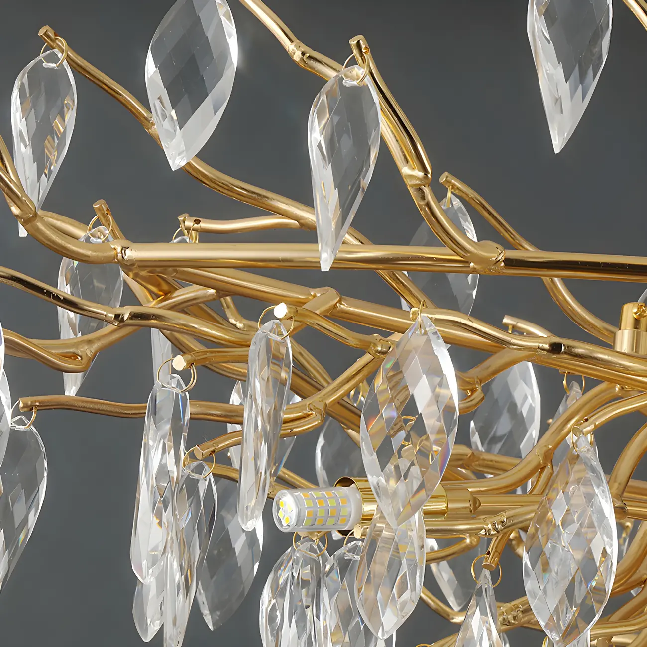 Elegant Gold Branch Crystal Chandelier Adjustable Height Image - 4 | homeyfad