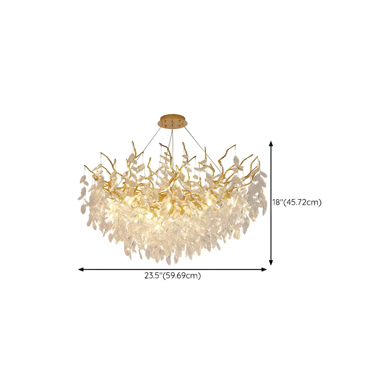 Elegant Gold Branch Crystal Chandelier Adjustable Height #size