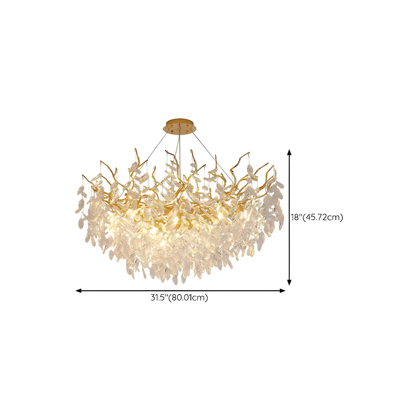 Elegant Gold Branch Crystal Chandelier Adjustable Height Image - 9 | homeyfad