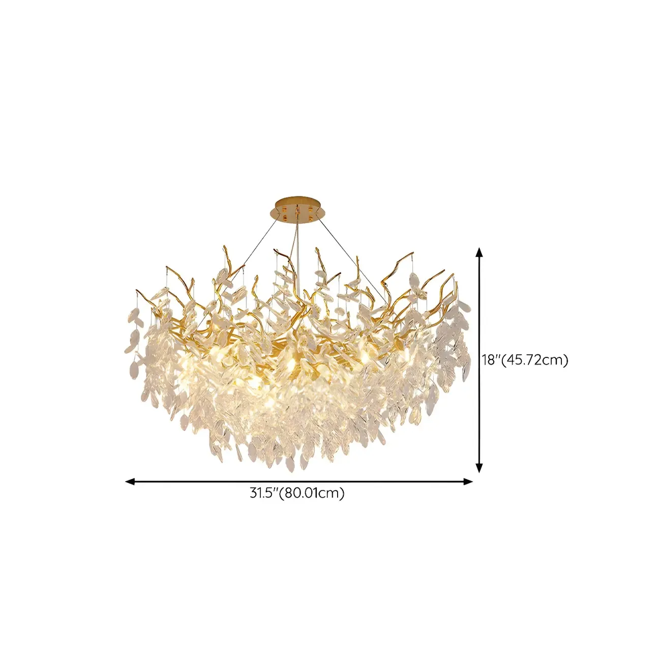 Elegant Gold Branch Crystal Chandelier Adjustable Height Image - 9