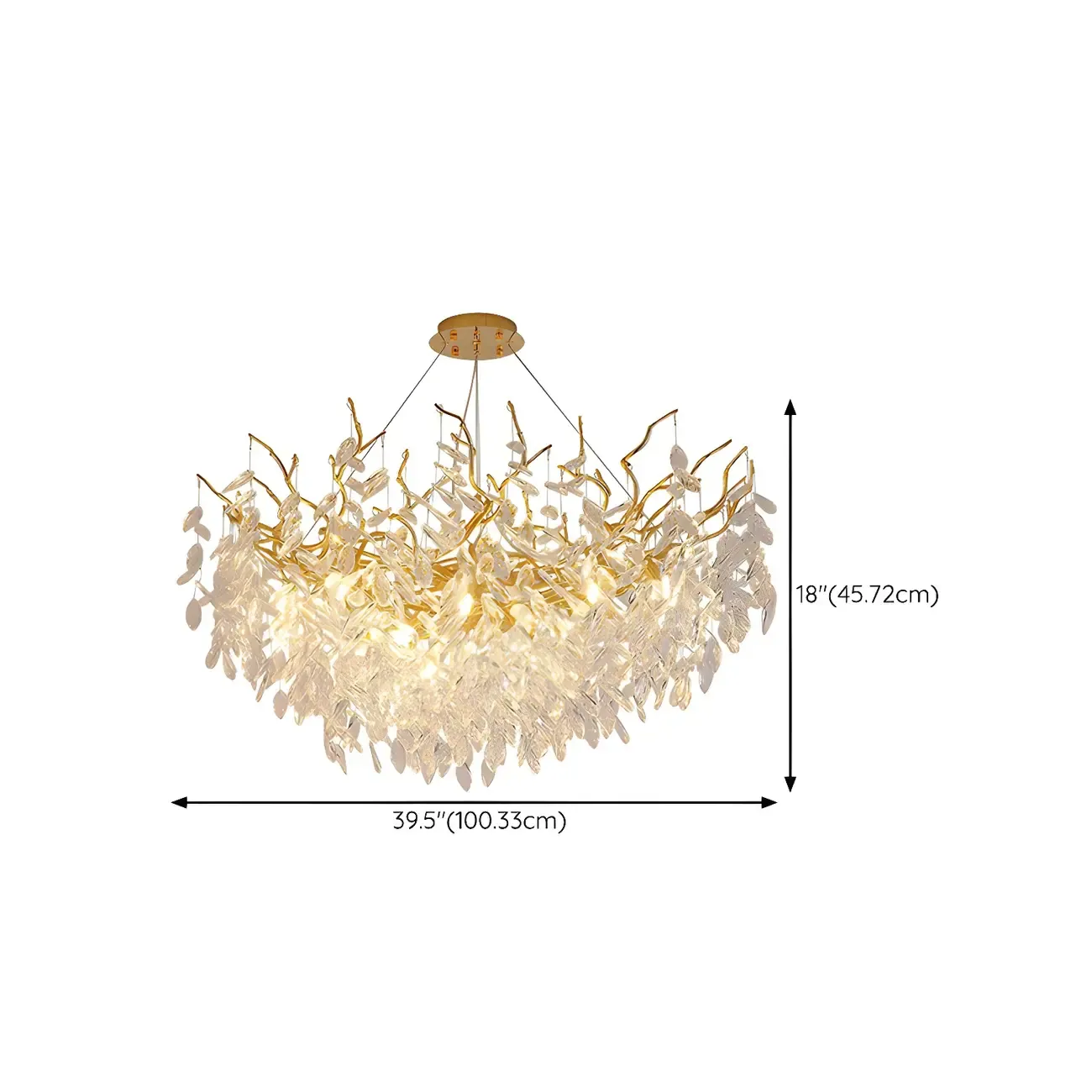 Elegant Gold Branch Crystal Chandelier Adjustable Height Image - 10