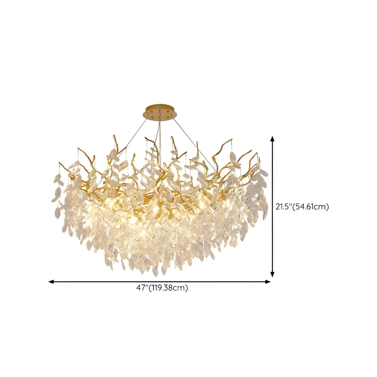 Elegant Gold Branch Crystal Chandelier Adjustable Height Image - 11