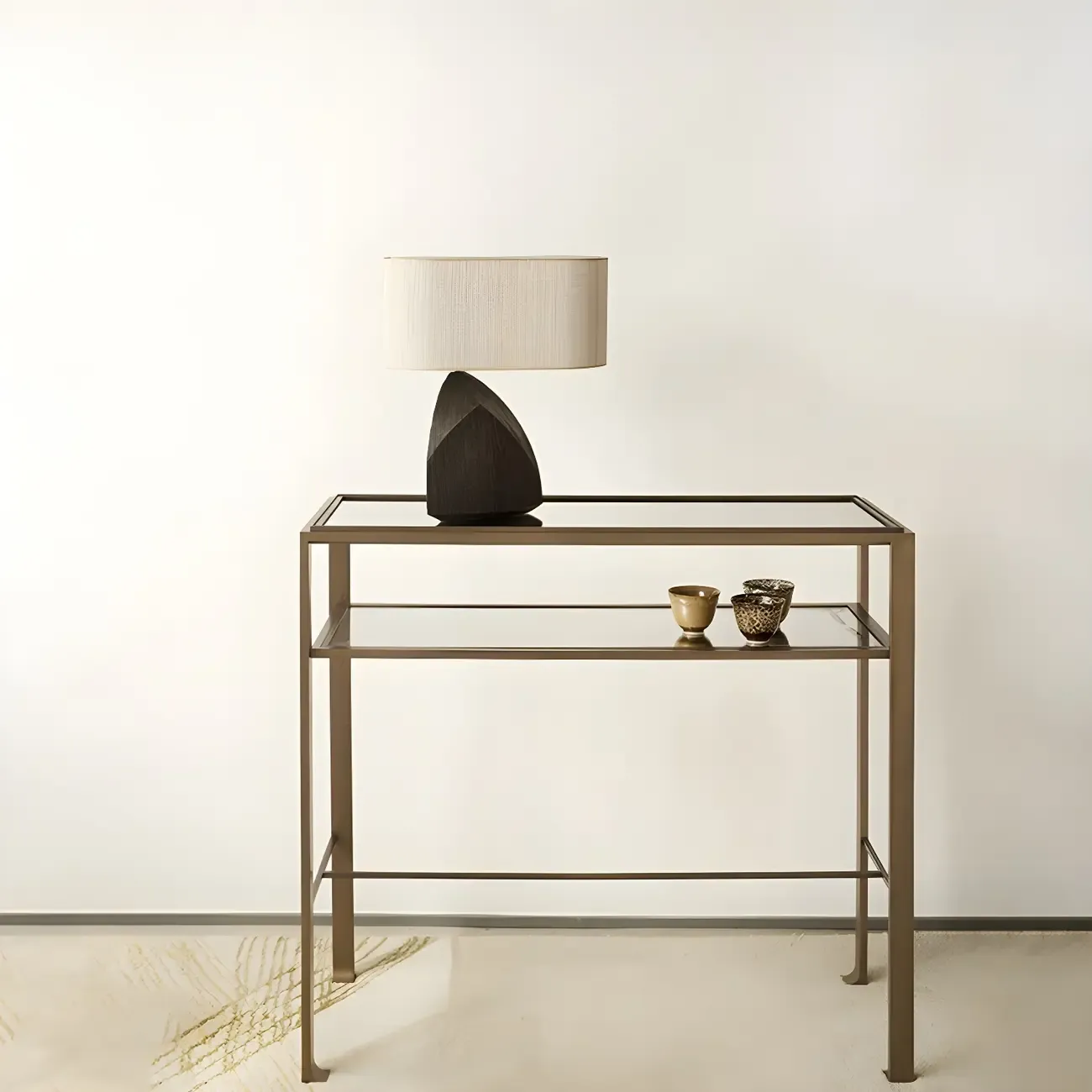 LED Natural Wood Fabric Bedside Table Lamp Japandi Style Image - 1