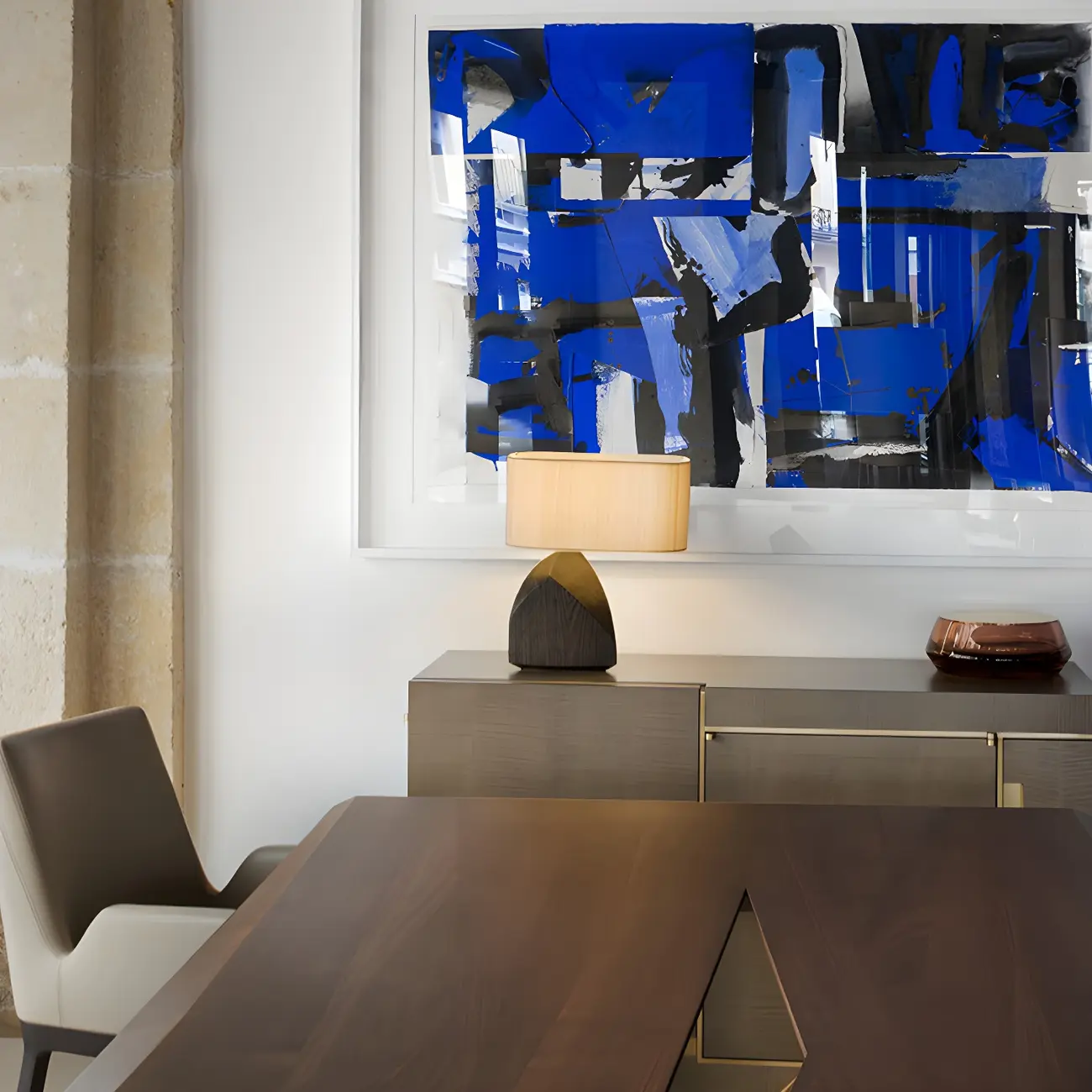 LED Natural Wood Fabric Bedside Table Lamp Japandi Style Image - 2 | homeyfad