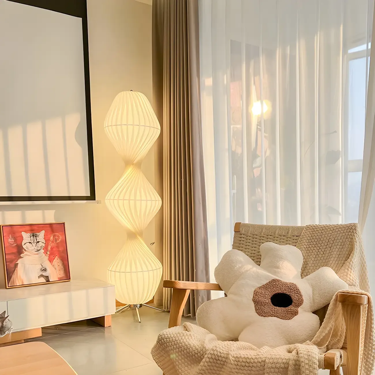 Modern Plastic Floor Lamp Sculptural Design for Living Room Image - 9