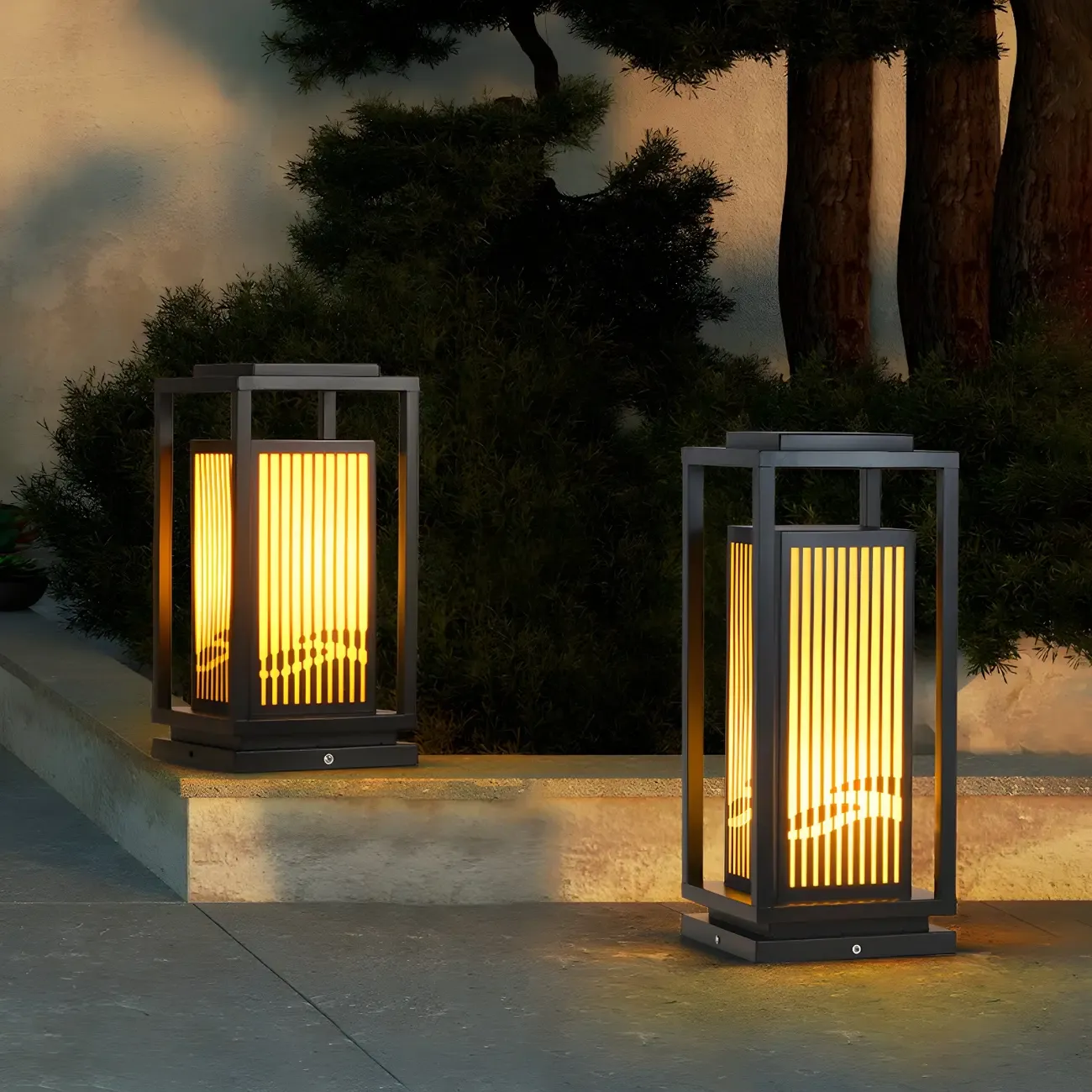 Solar Vertical Black Metal Rectangular Post Cap Light Image - 3