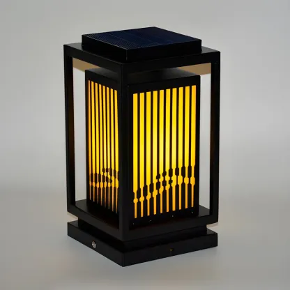 Solar Vertical Black Metal Rectangular Post Cap Light Image - 6