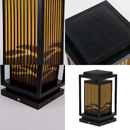 Solar Vertical Black Metal Rectangular Post Cap Light Image - 11