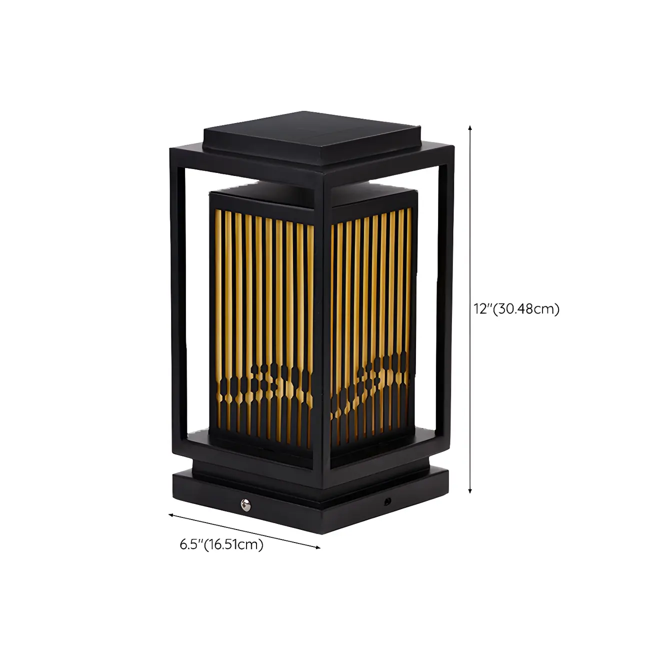 Solar Vertical Black Metal Rectangular Post Cap Light #size | homeyfad