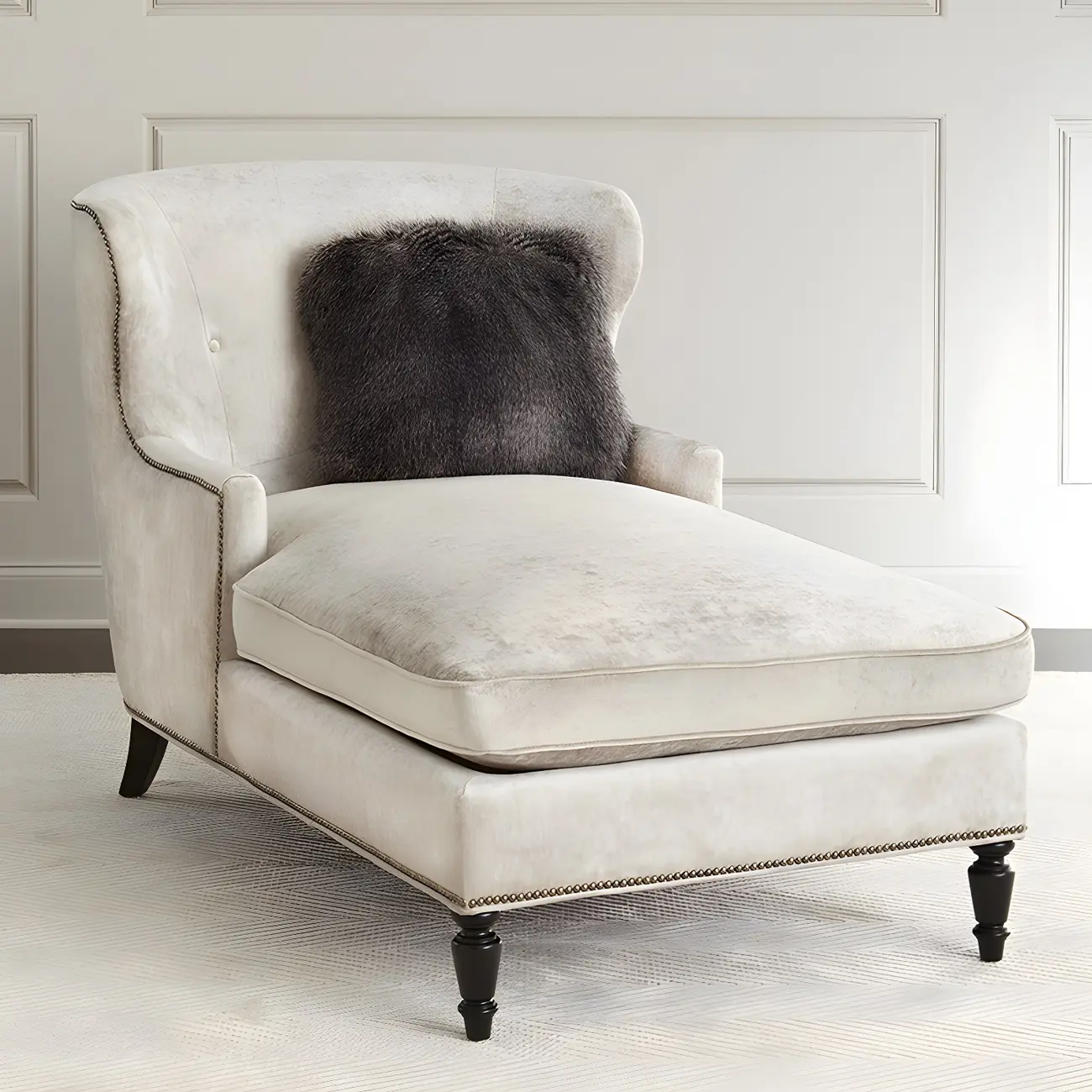 French Country Solid Color Flannel Armless Chaise Lounge Image - 1 | homeyfad