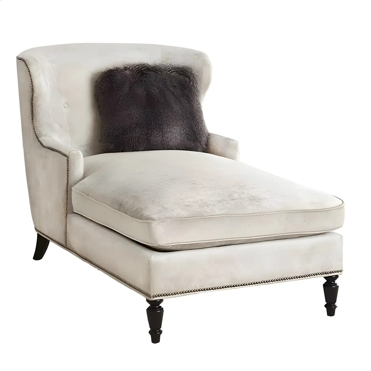 French Country Solid Color Flannel Armless Chaise Lounge Image - 2 | homeyfad