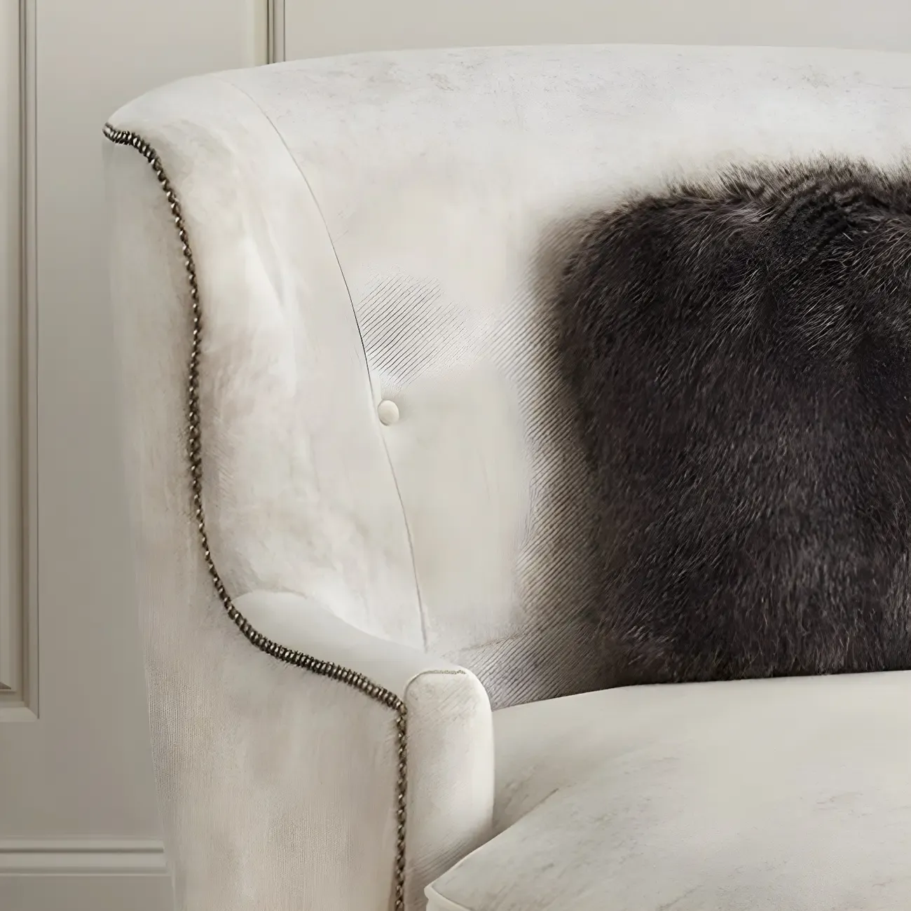 French Country Solid Color Flannel Armless Chaise Lounge Image - 3
