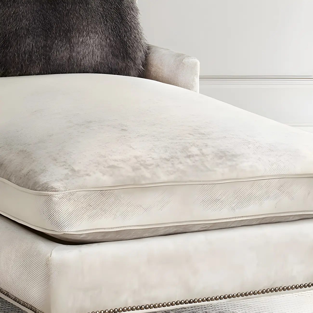 French Country Solid Color Flannel Armless Chaise Lounge Image - 4 | homeyfad