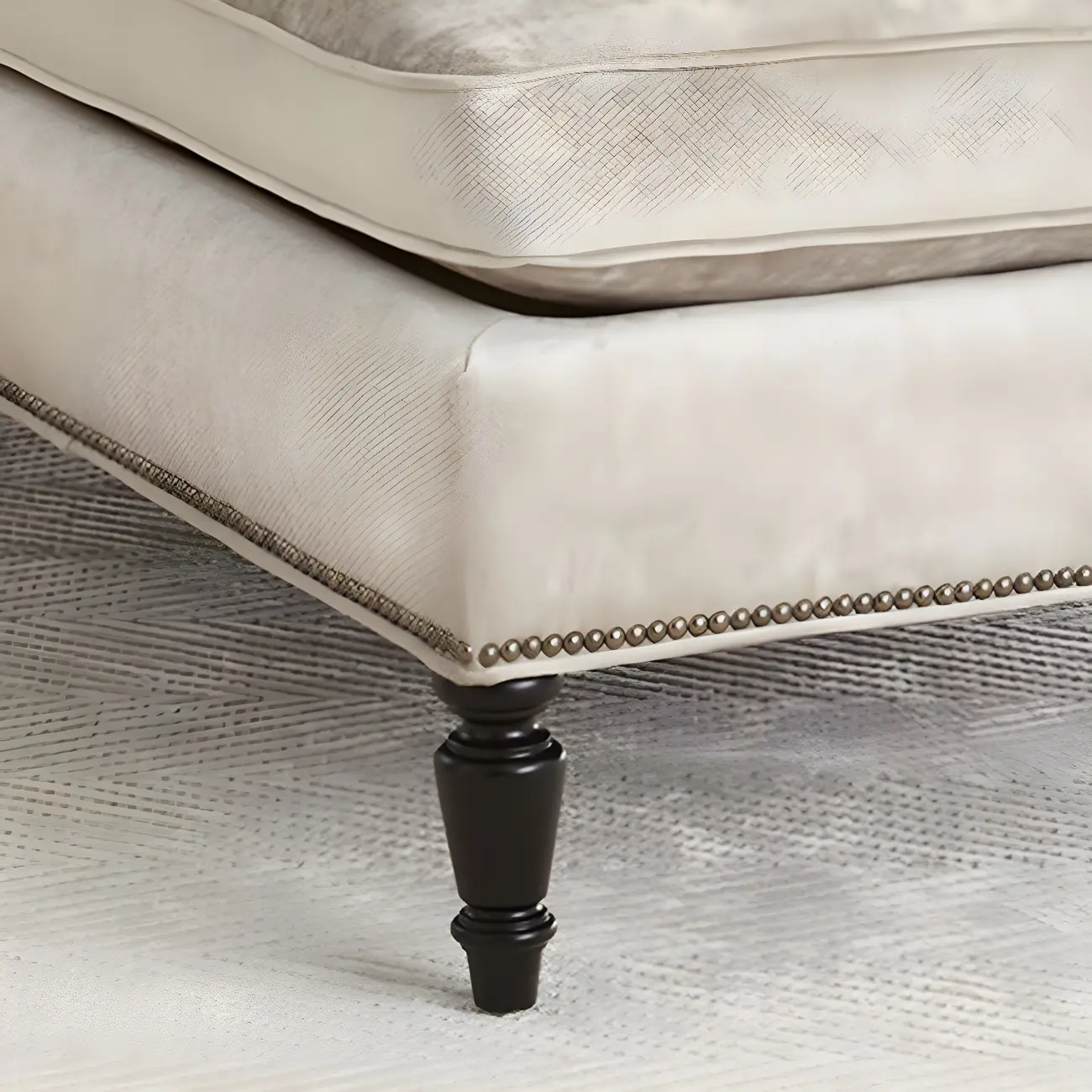 French Country Solid Color Flannel Armless Chaise Lounge Image - 5 | homeyfad