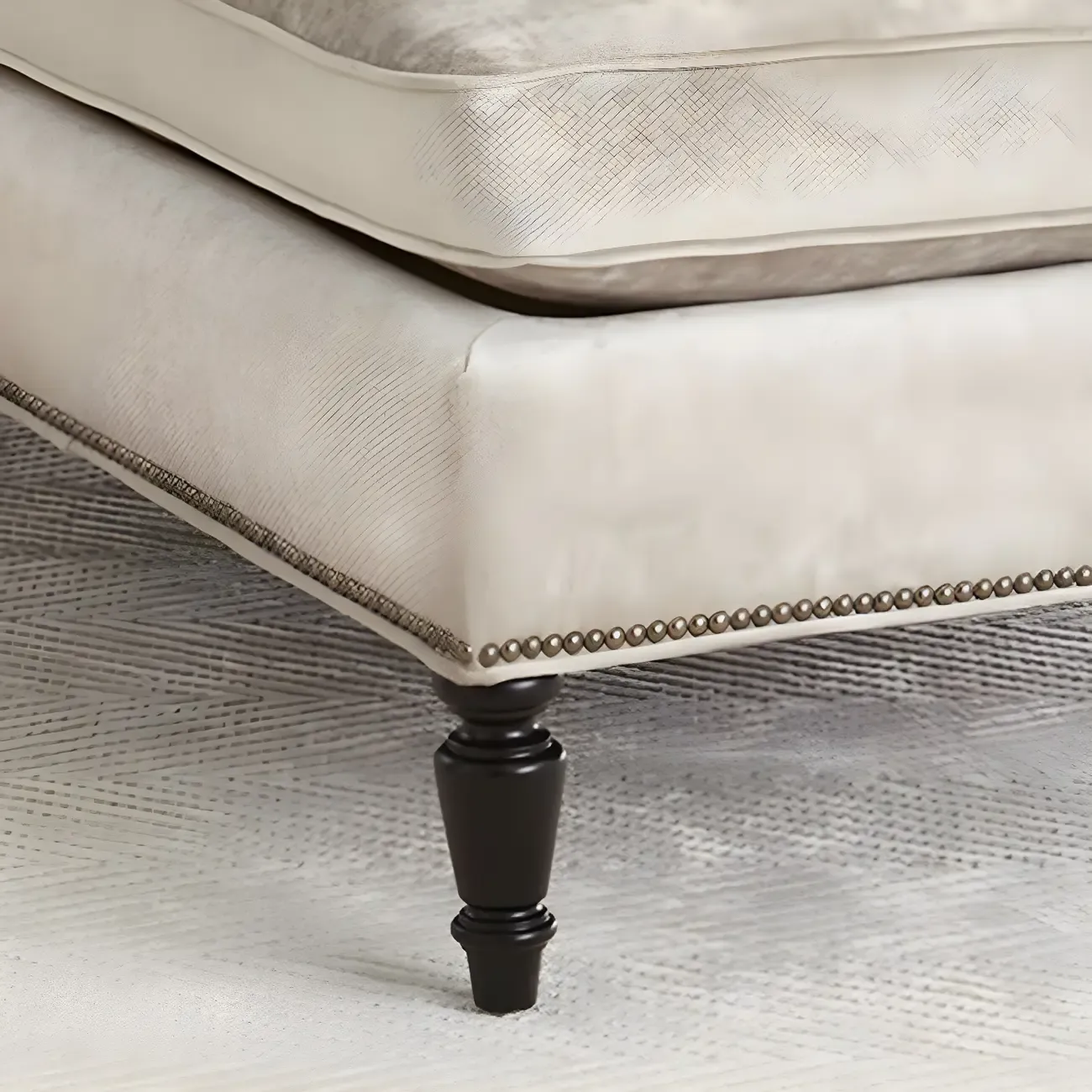 French Country Solid Color Flannel Armless Chaise Lounge Image - 5