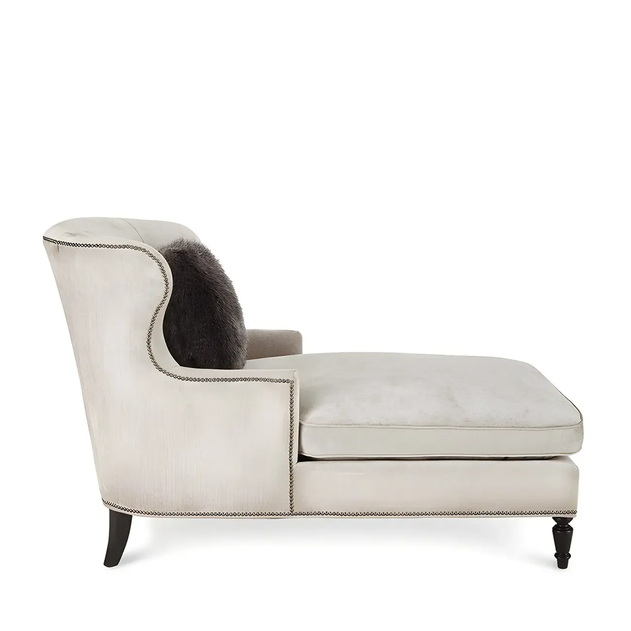 French Country Solid Color Flannel Armless Chaise Lounge Image - 8