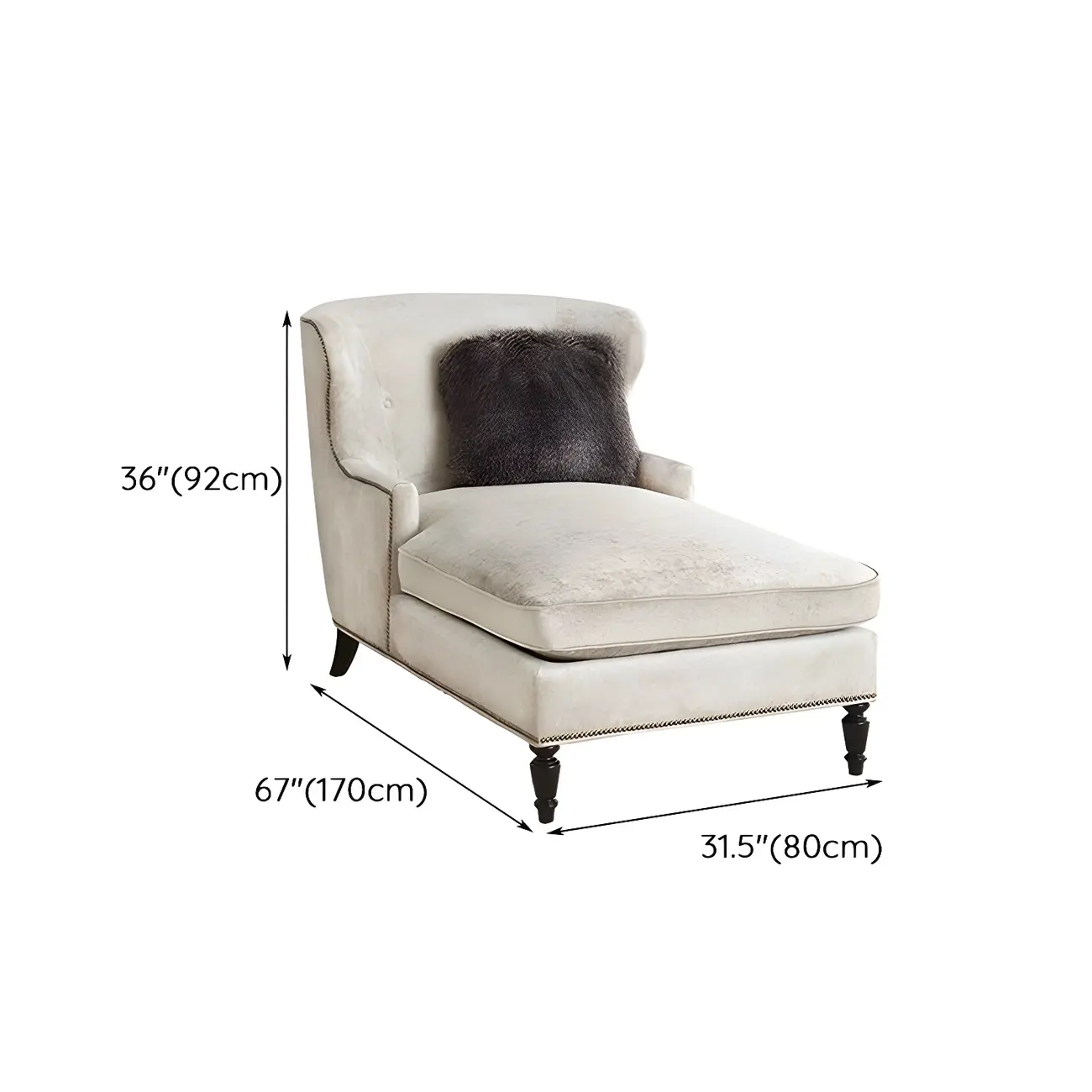 French Country Solid Color Flannel Armless Chaise Lounge #size