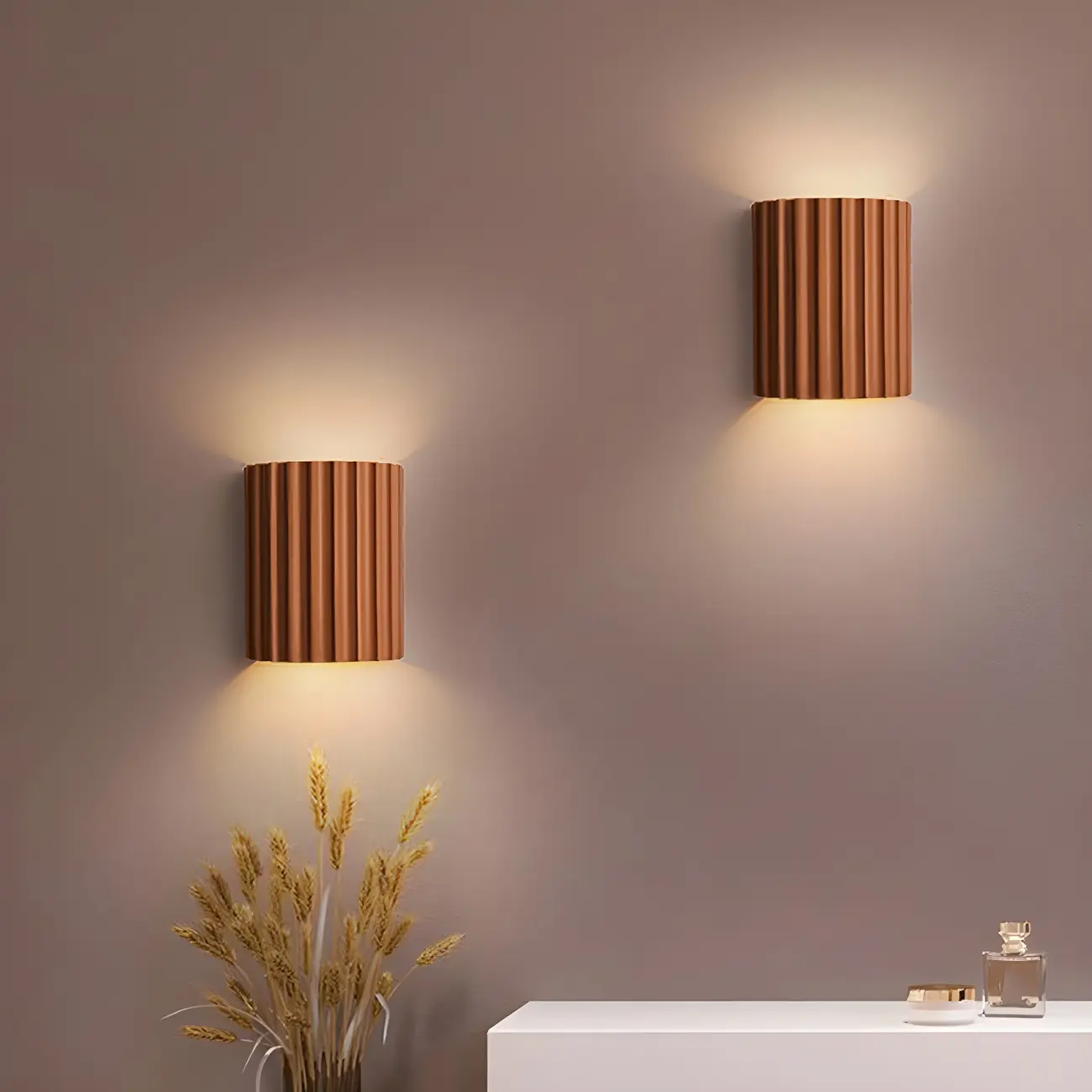 Modern Ribbed Half Cylinder Up Down Wall Sconce Image - 1 | homeyfad