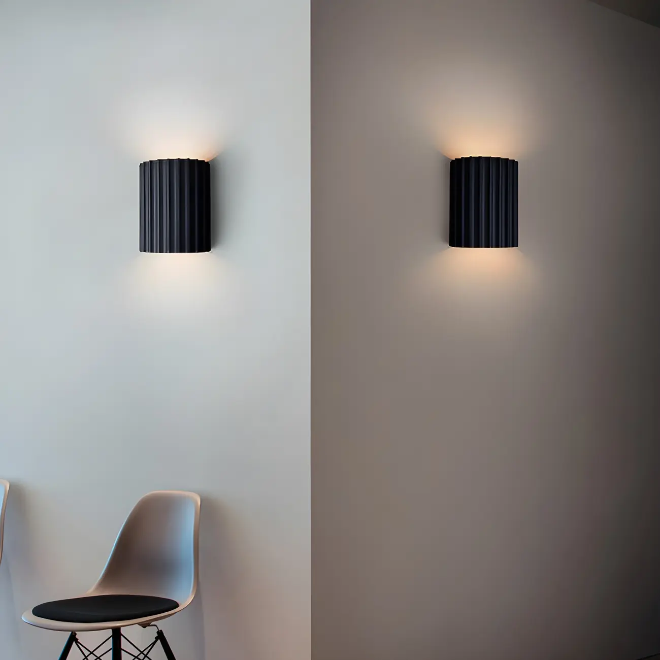 Modern Ribbed Half Cylinder Up Down Wall Sconce Image - 5 | homeyfad