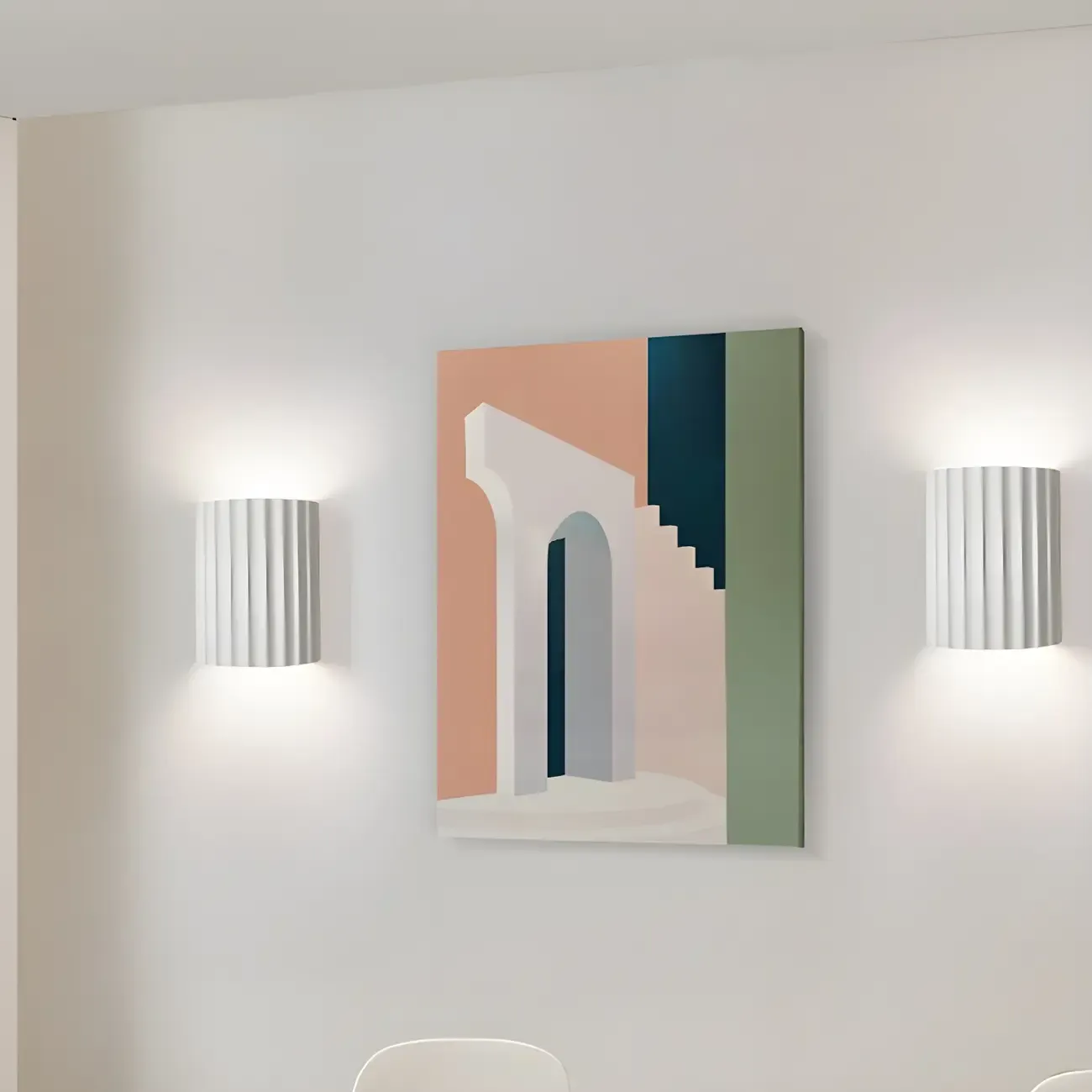 Modern Ribbed Half Cylinder Up Down Wall Sconce Image - 3