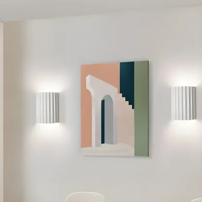 Modern Ribbed Half Cylinder Up Down Wall Sconce Image - 3