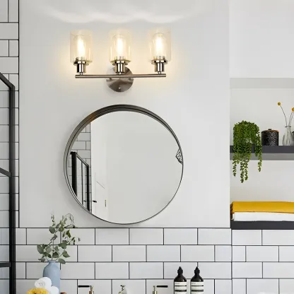 Classic Silver Tube Vanity Lights with Glass Shade for Bathroom Image - 1