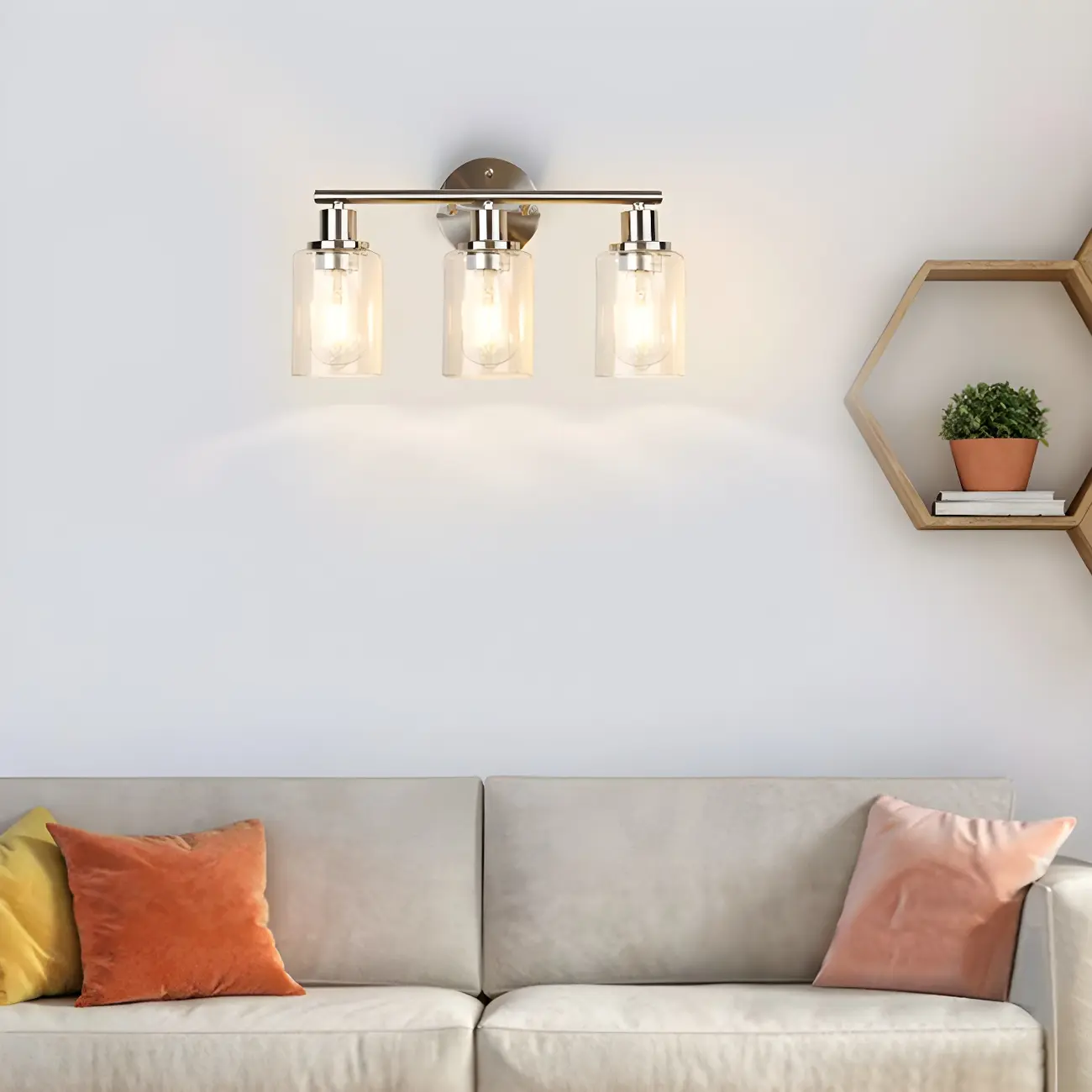 Classic Silver Tube Vanity Lights with Glass Shade for Bathroom Image - 2 | homeyfad