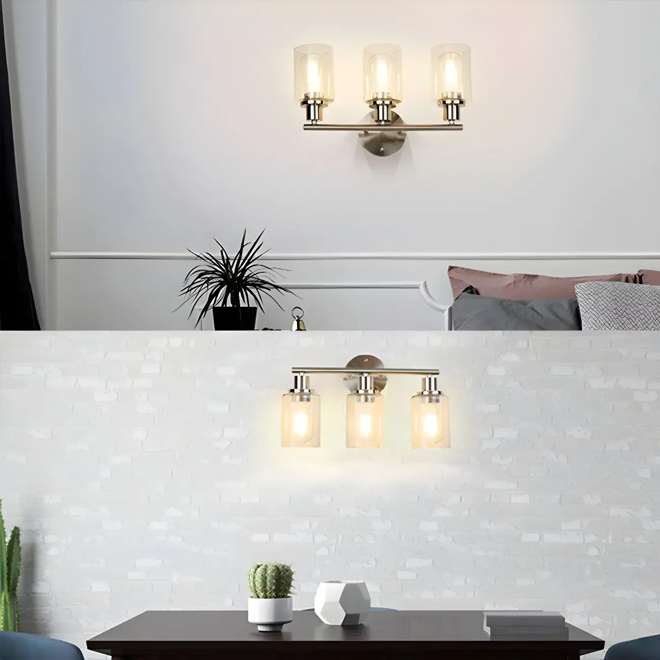 Classic Silver Tube Vanity Lights with Glass Shade for Bathroom Image - 3