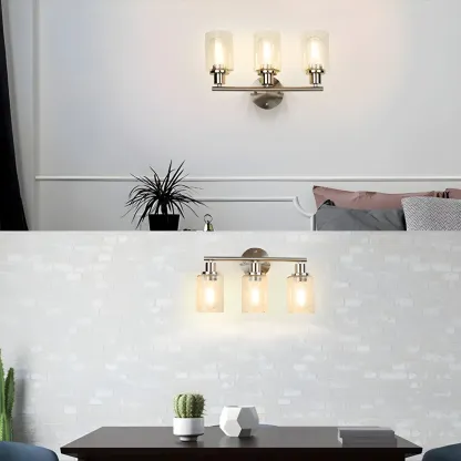 Classic Silver Tube Vanity Lights with Glass Shade for Bathroom Image - 3