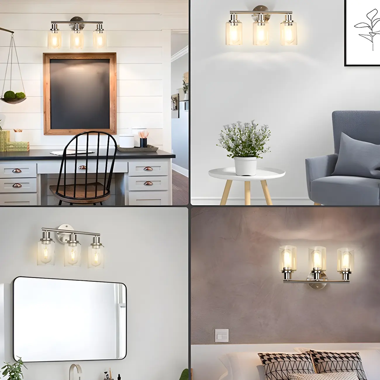 Classic Silver Tube Vanity Lights with Glass Shade for Bathroom Image - 4 | homeyfad