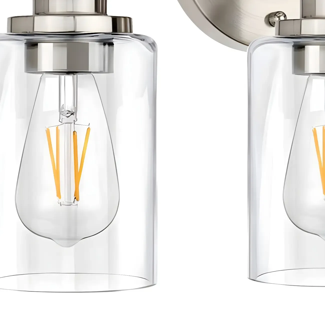 Classic Silver Tube Vanity Lights with Glass Shade for Bathroom Image - 7