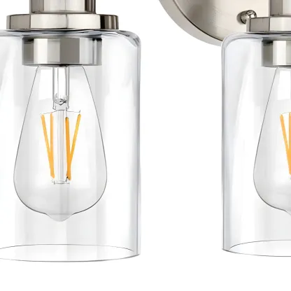 Classic Silver Tube Vanity Lights with Glass Shade for Bathroom Image - 7