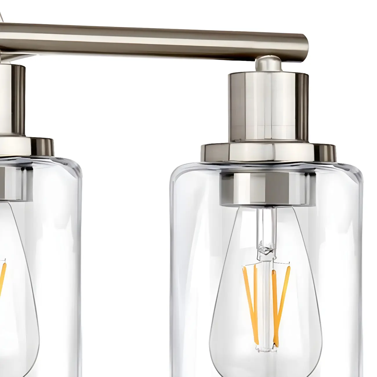 Classic Silver Tube Vanity Lights with Glass Shade for Bathroom Image - 8 | homeyfad