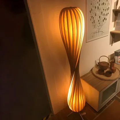 Novelty Wooden Spiral Twisted Floor Lamp for Living Room Image - 12