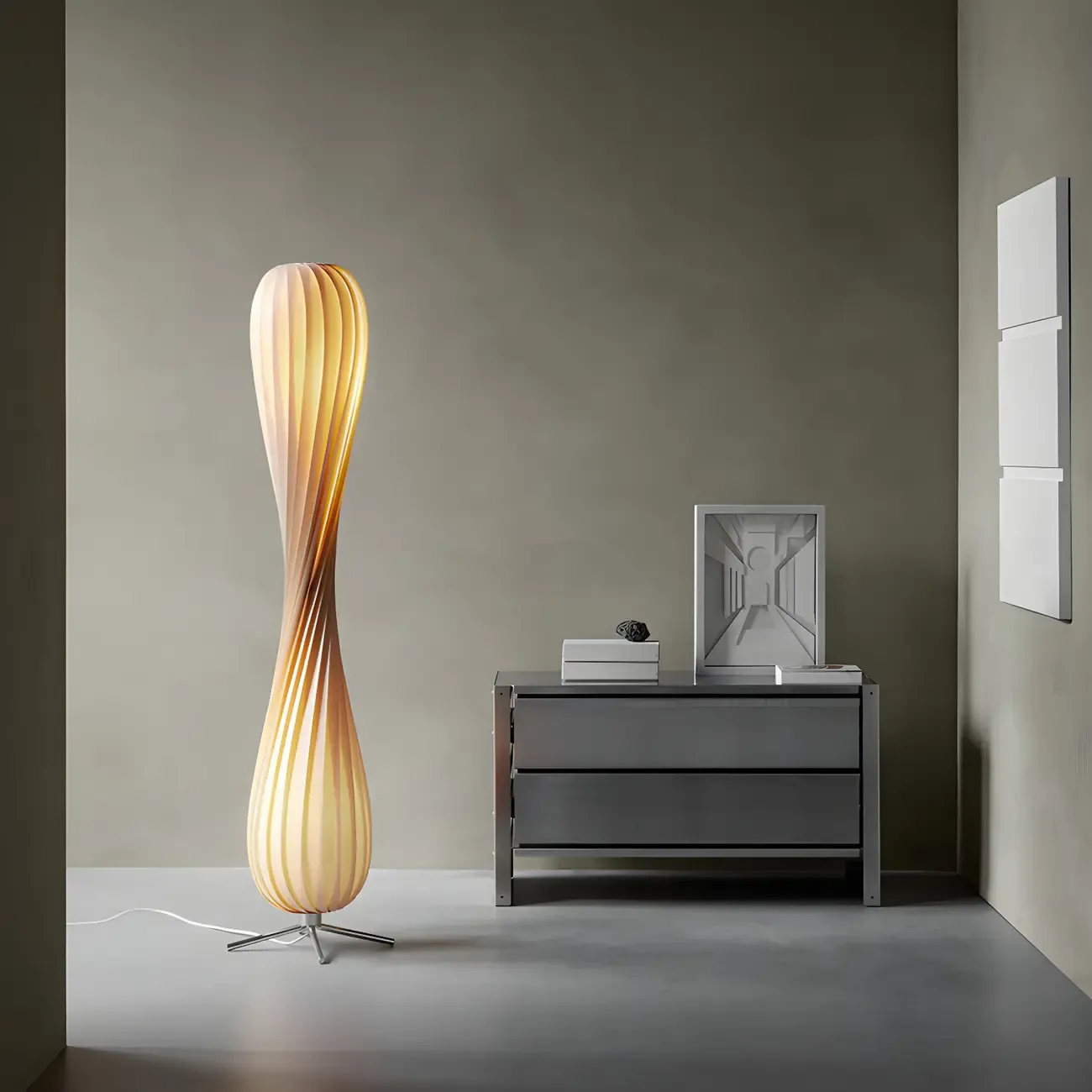 Modern Wooden Floor Lamp Spiral Twisted | HomeyFad