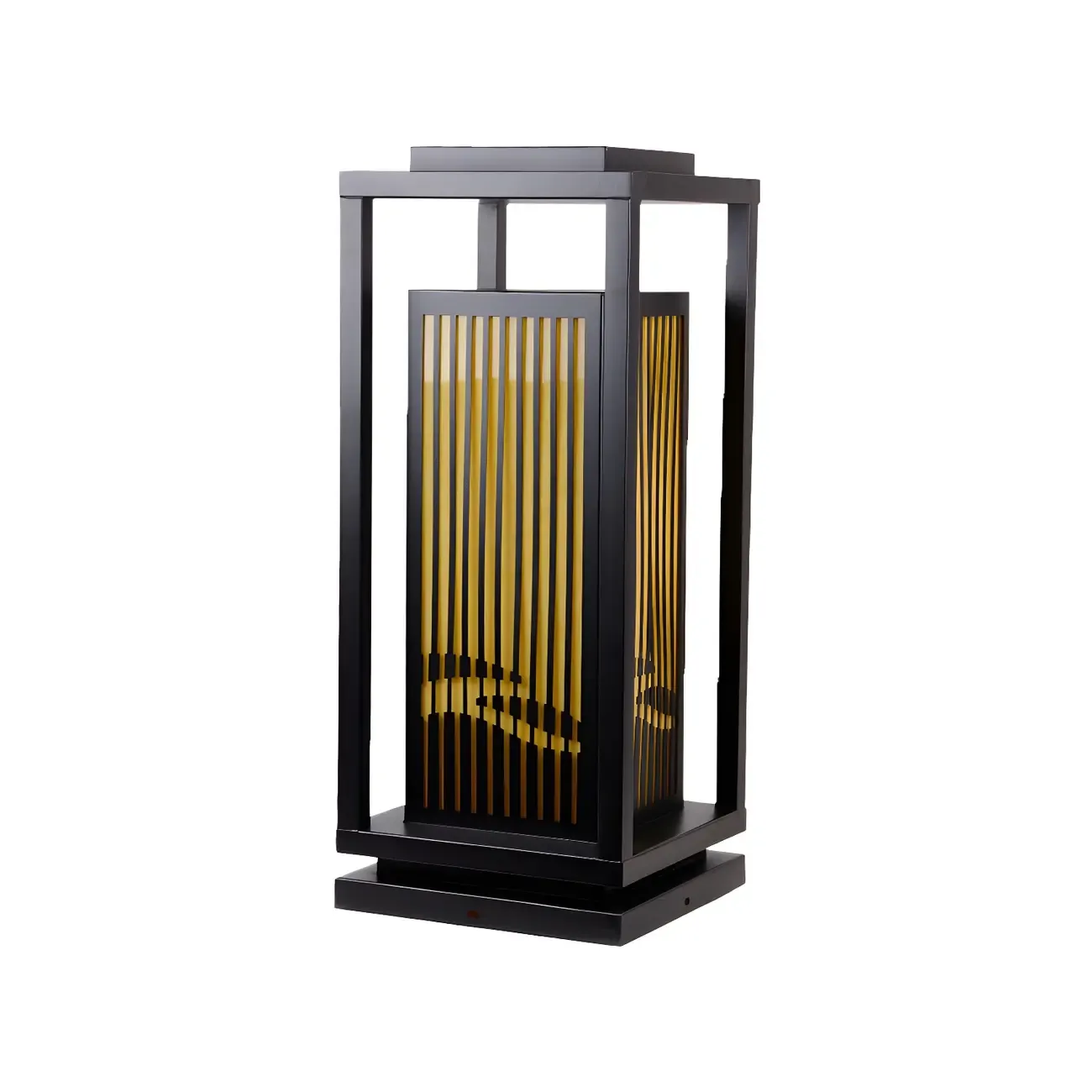 Black Metal Vertical Striped Post Cap Light Image - 9