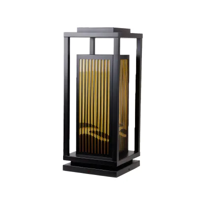 Black Metal Vertical Striped Post Cap Light Image - 9