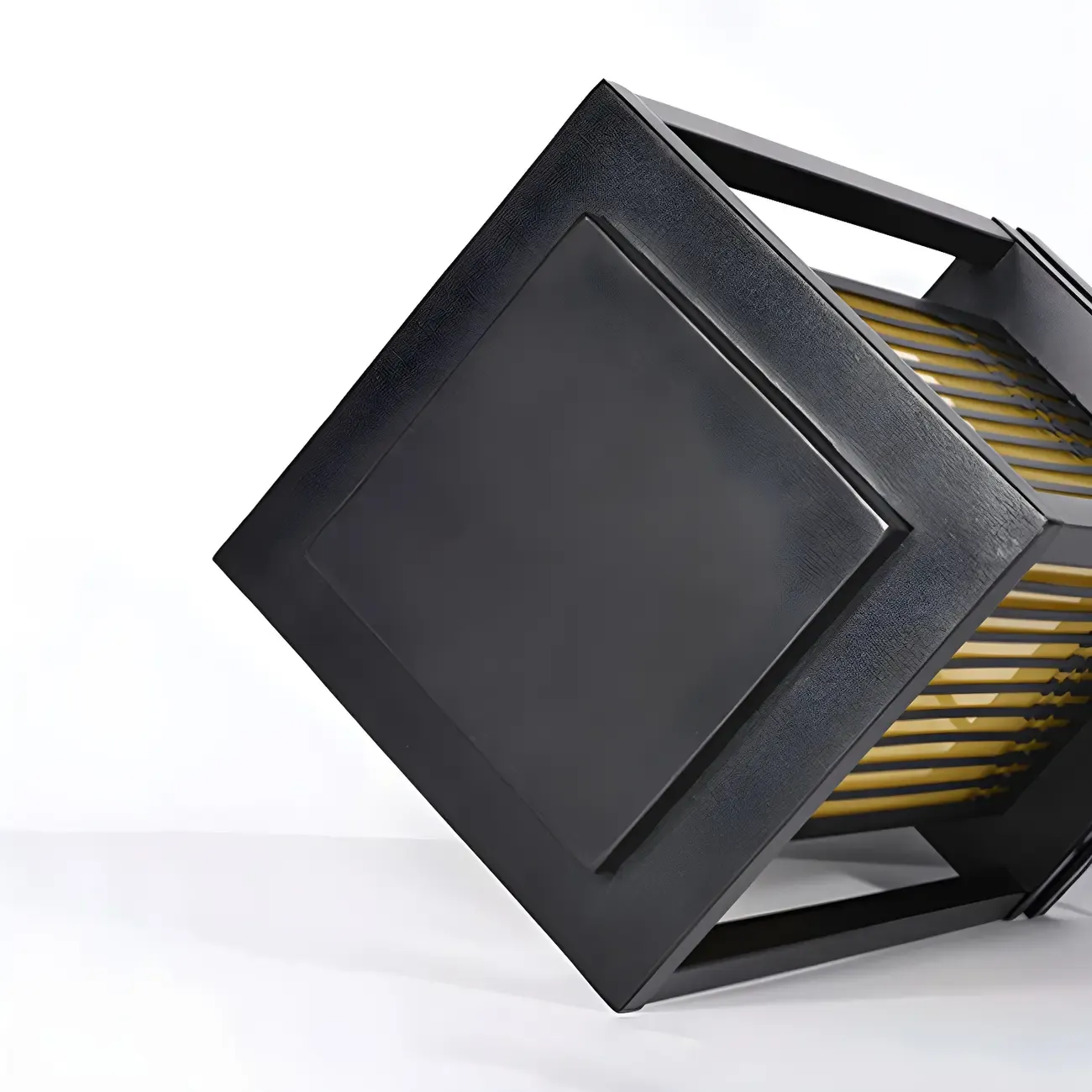 Black Metal Vertical Striped Post Cap Light Image - 11