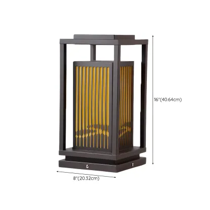 Black Metal Vertical Striped Post Cap Light #size