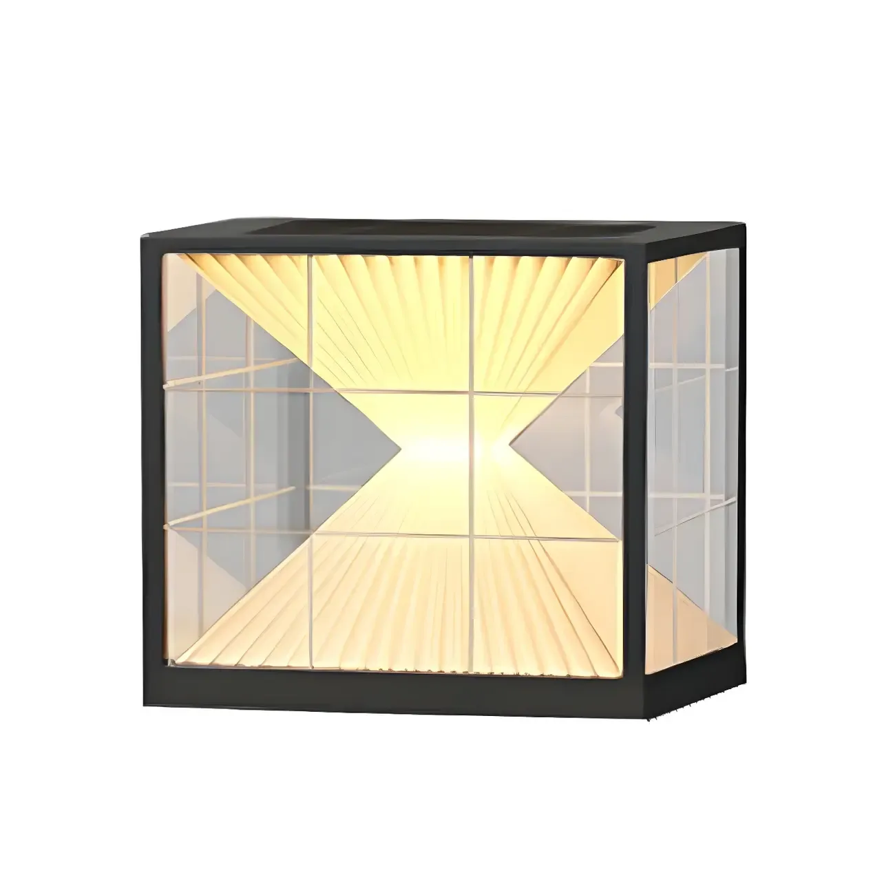 Modern Solar Two-Tier Shade Cube Post Cap Light Image - 7