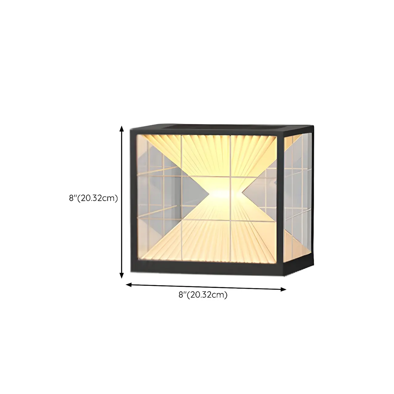 Modern Solar Two-Tier Shade Cube Post Cap Light #size | homeyfad