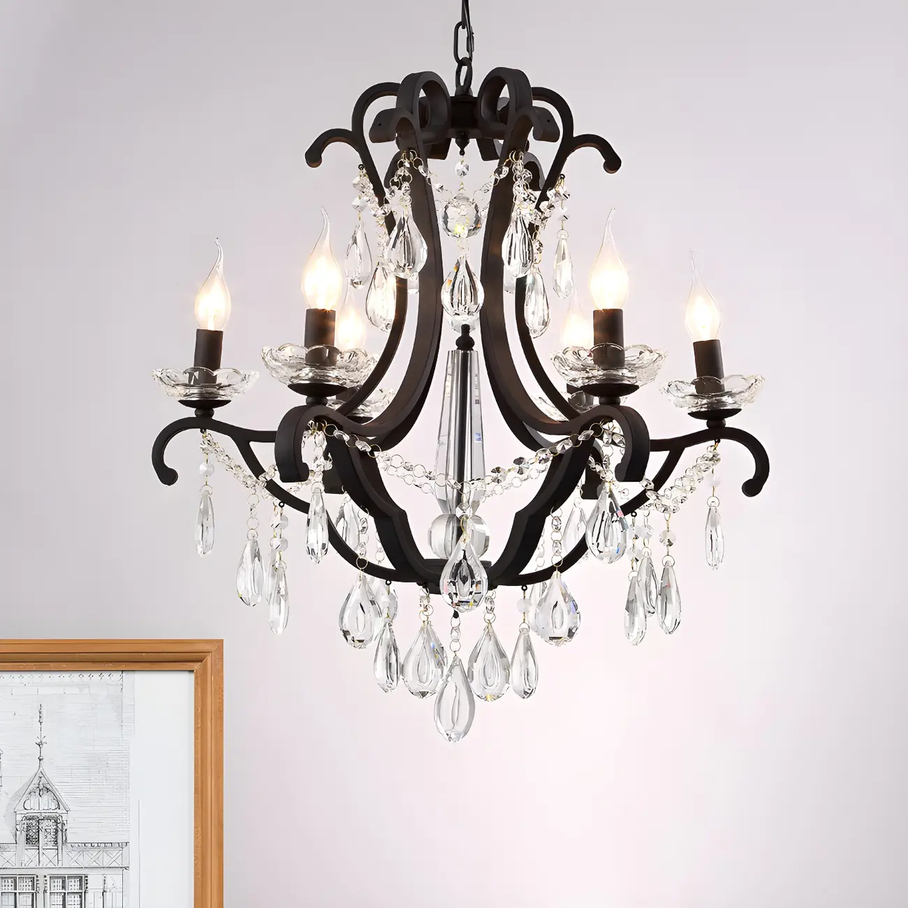 Traditional Black Crystal Candlestick Chandelier Image - 4 | homeyfad